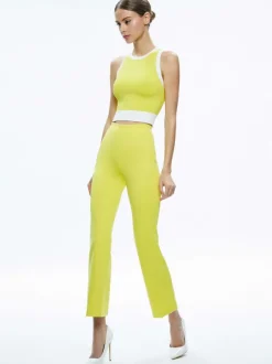 Alice and Olivia Boyd Crewneck Tank + Rmp Mid Rise Back-Zip Bootcut Ankle Pant-Women Matching Sets