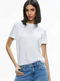 Alice and Olivia Braden Drop Shoulder Tee-Women Tops
