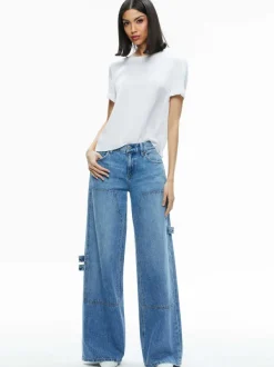 Alice and Olivia Braden Drop Shoulder Tee-Women Tops