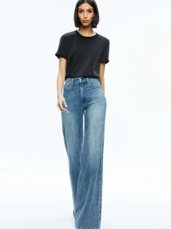 Alice and Olivia Braden Drop Shoulder Tee-Women Tops