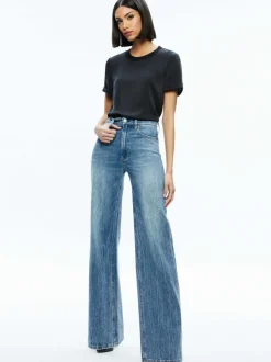 Alice and Olivia Braden Drop Shoulder Tee-Women Tops
