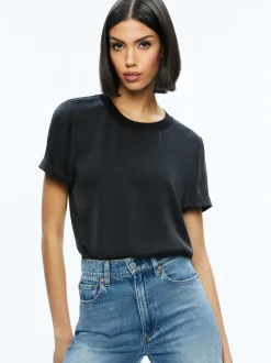 Alice and Olivia Braden Drop Shoulder Tee-Women Tops
