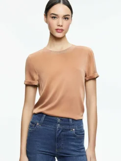 Alice and Olivia Braden Drop Shoulder Tee-Women Tops