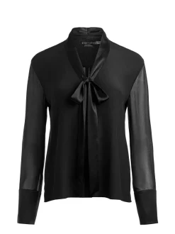 Alice and Olivia Brady Oversized Button Down With Bow Tie-Women Tops