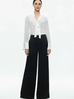 Alice and Olivia Brady Oversized Button Down With Bow Tie-Women Tops