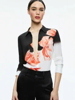 Alice and Olivia Brady Slim Button Down-Women Tops