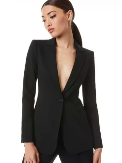 Alice and Olivia Breann Long Fitted Blazer-Women Jackets + Coats