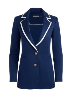 Alice and Olivia Breann Long Fitted Two Button Blazer-Women Jackets + Coats