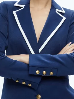 Alice and Olivia Breann Long Fitted Two Button Blazer-Women Jackets + Coats