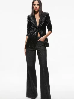 Alice and Olivia Breann Sequin Fitted Blazer + Lara Sequin Bootcut Pant-Women Matching Sets