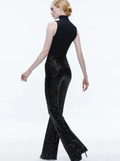 Alice and Olivia Breann Sequin Fitted Blazer + Lara Sequin Bootcut Pant-Women Matching Sets