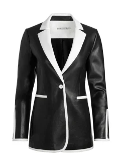 Alice and Olivia Breann Vegan Leather Blazer + Rubi Vegan Leather Mini Skirt-Women Matching Sets