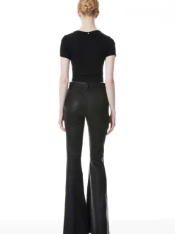 Alice and Olivia Brent High Waisted Leather Bell Pant-Women Pants