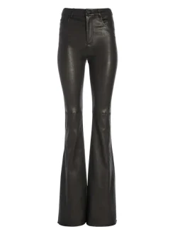 Alice and Olivia Brent High Waisted Leather Bell Pant-Women Pants