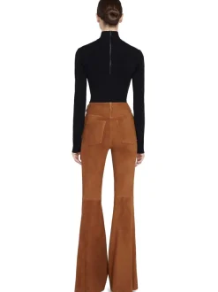 Alice and Olivia Brent High Waisted Suede Pant-Women Pants