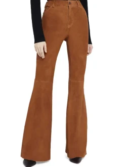 Alice and Olivia Brent High Waisted Suede Pant-Women Pants