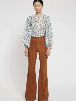 Alice and Olivia Brent High Waisted Suede Pant-Women Pants