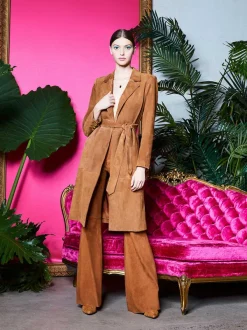 Alice and Olivia Brent High Waisted Suede Pant-Women Pants