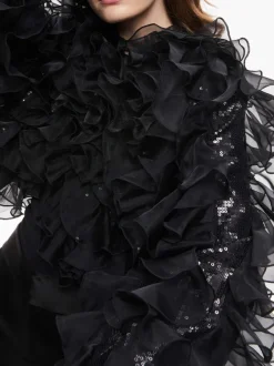 Alice and Olivia Britton Ruffled Cropped Jacket-Women Jackets + Coats