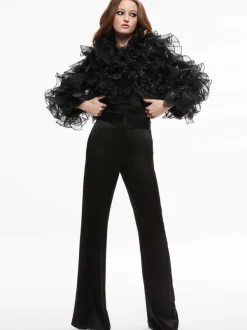 Alice and Olivia Britton Ruffled Cropped Jacket-Women Jackets + Coats