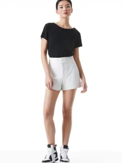 Alice and Olivia Cady High Waisted Leather Short-Women Shorts