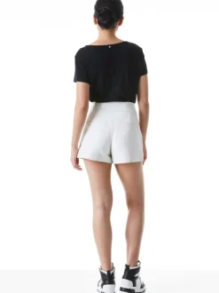 Alice and Olivia Cady High Waisted Leather Short-Women Shorts