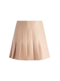 Alice and Olivia Carter Pleated Vegan Leather Mini Skirt-Women Skirts