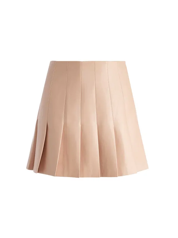 Alice and Olivia Carter Pleated Vegan Leather Mini Skirt-Women Skirts