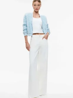 Alice and Olivia Casilda Faux Fur Cropped Cardigan-Women Sweaters