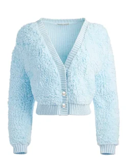 Alice and Olivia Casilda Faux Fur Cropped Cardigan-Women Sweaters
