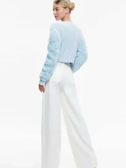 Alice and Olivia Casilda Faux Fur Cropped Cardigan-Women Sweaters