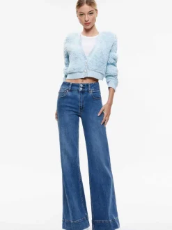 Alice and Olivia Casilda Faux Fur Cropped Cardigan-Women Sweaters