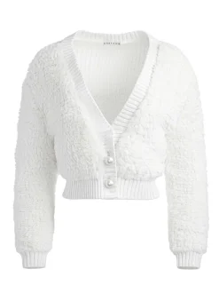 Alice and Olivia Casilda Faux Fur Cropped Cardigan-Women Sweaters