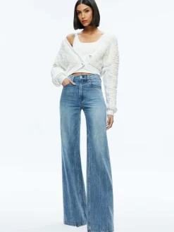 Alice and Olivia Casilda Faux Fur Cropped Cardigan-Women Sweaters