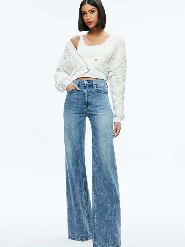 Alice and Olivia Casilda Faux Fur Cropped Cardigan-Women Sweaters