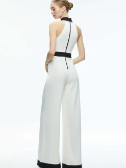 Alice and Olivia Cataline High Neck Wide Leg Jumpsuit-Women Jumpsuits