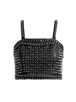 Alice and Olivia Ceresi Chain Strap Studded Top-Women Tops
