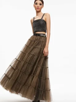 Alice and Olivia Ceresi Chain Strap Studded Top-Women Tops