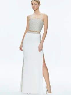Alice and Olivia Ceresi Embellished Crop Top + Marilynn Embellished Maxi Skirt-Women Matching Sets