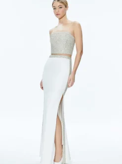 Alice and Olivia Ceresi Embellished Crop Top + Marilynn Embellished Maxi Skirt-Women Matching Sets