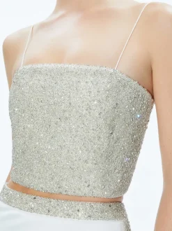 Alice and Olivia Ceresi Embellished Crop Top + Marilynn Embellished Maxi Skirt-Women Matching Sets