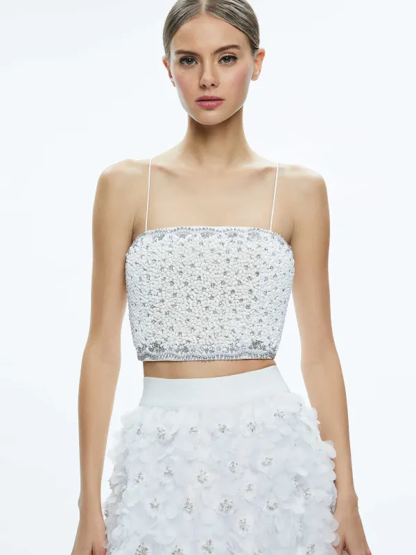 Alice and Olivia Ceresi Embellished Spaghetti Strap Top-Women Tops