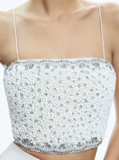 Alice and Olivia Ceresi Embellished Spaghetti Strap Top-Women Tops