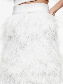 Alice and Olivia Ceresi Feather Top + Cina Feather Mini Skirt-Women Matching Sets