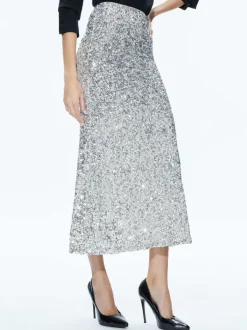 Alice and Olivia Ceresi Sequin Bandeau Crop Top + Maeve Sequin Slip Skirt-Women Matching Sets