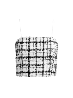 Alice and Olivia Ceresi Tweed Crop Top-Women Tops