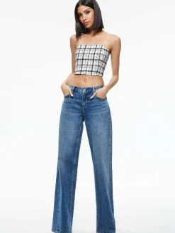 Alice and Olivia Ceresi Tweed Crop Top-Women Tops