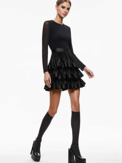 Alice and Olivia Chara Tiered Ruffle Mini Dress-Women Dresses