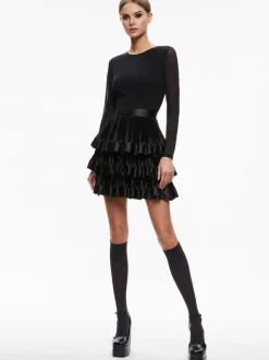 Alice and Olivia Chara Tiered Ruffle Mini Dress-Women Dresses