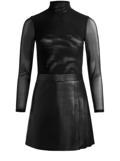 Alice and Olivia Chara Vegan Leather Mini Dress-Women Dresses